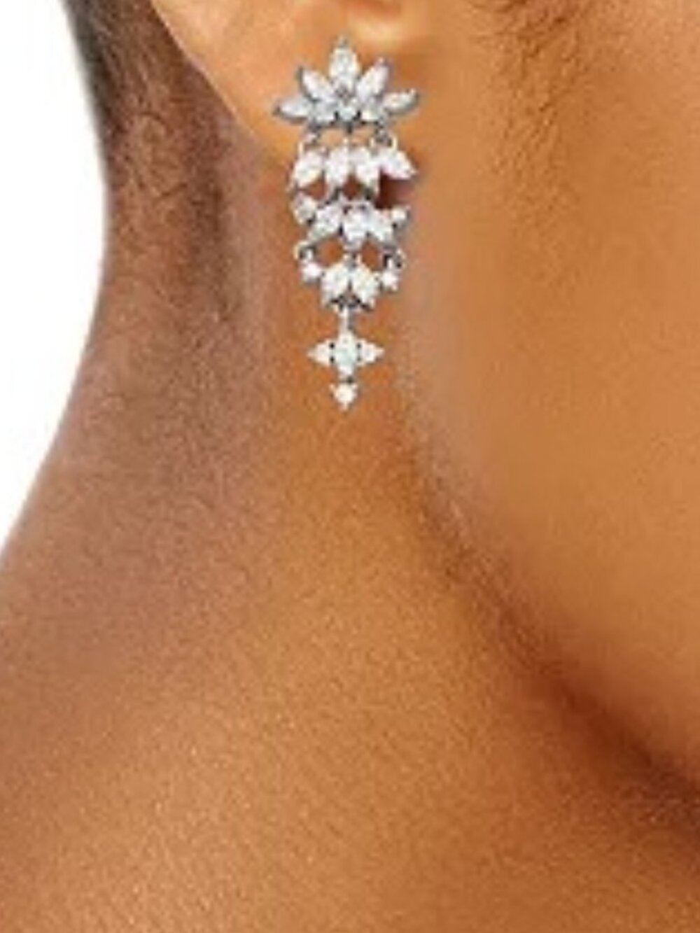 VERA WANG Vintage Silver Clear CZ Stone Linear Earrings**NEW! - Picture 2 of 4